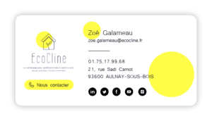 Signature mail dynamique jaune avec liens de redirection