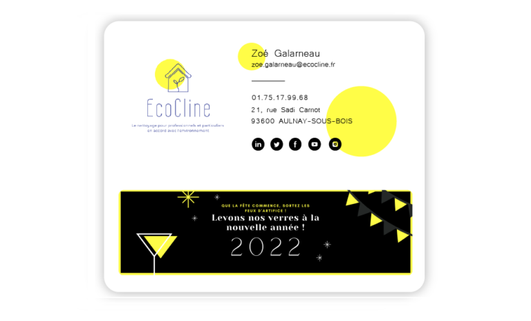 Branding : Signature mail cliquable avec bannière colorée pour la nouvelle année 2022